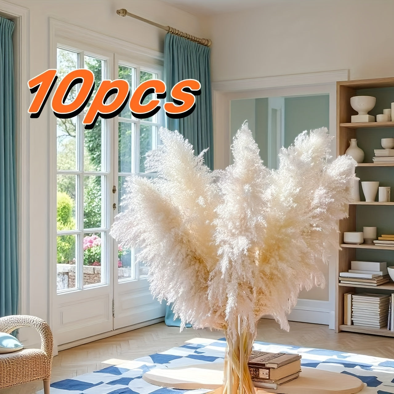 39 Inches Tall, Natural, Elegant And Fluffy Reed Grass, Large Dried Bouquet, Bohemian Style, Decorated with Farmhouse And High Foam Grass, Restaurant Vase Decor Bouquet - No Maintenance Required for Indoor\u002Foutdoor Decorations