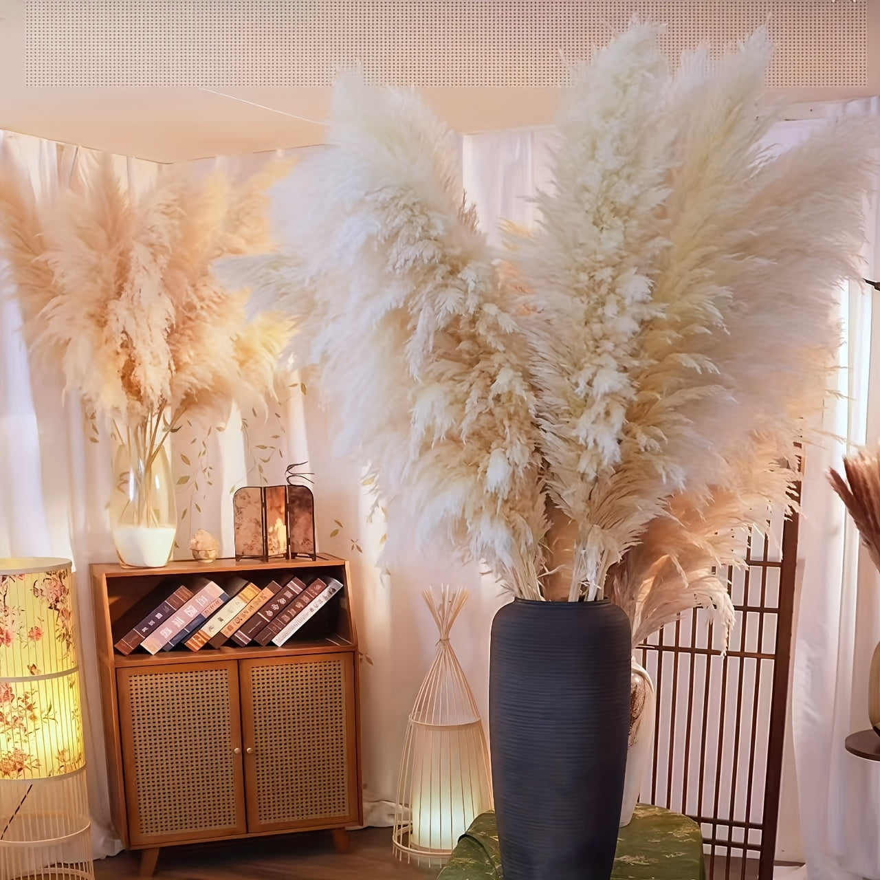 39 Inches Tall, Natural, Elegant And Fluffy Reed Grass, Large Dried Bouquet, Bohemian Style, Decorated with Farmhouse And High Foam Grass, Restaurant Vase Decor Bouquet - No Maintenance Required for Indoor\u002Foutdoor Decorations