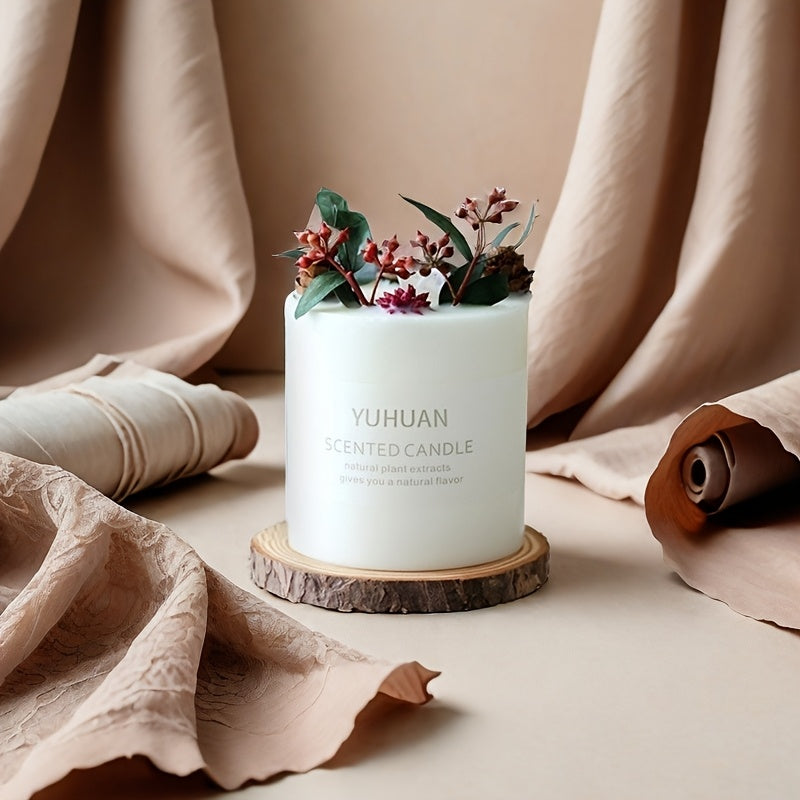 1pc, 9.5oz, Premium Floral Dry Flower Candle Floral Candle Decoration Soy Wax Home Fragrance Gift With Hand Gift, Suitable For Weddings, Anniversaries, Holiday Celebrations, Home Decoration, Valentine'S Day Gifts. Ladies' Gifts