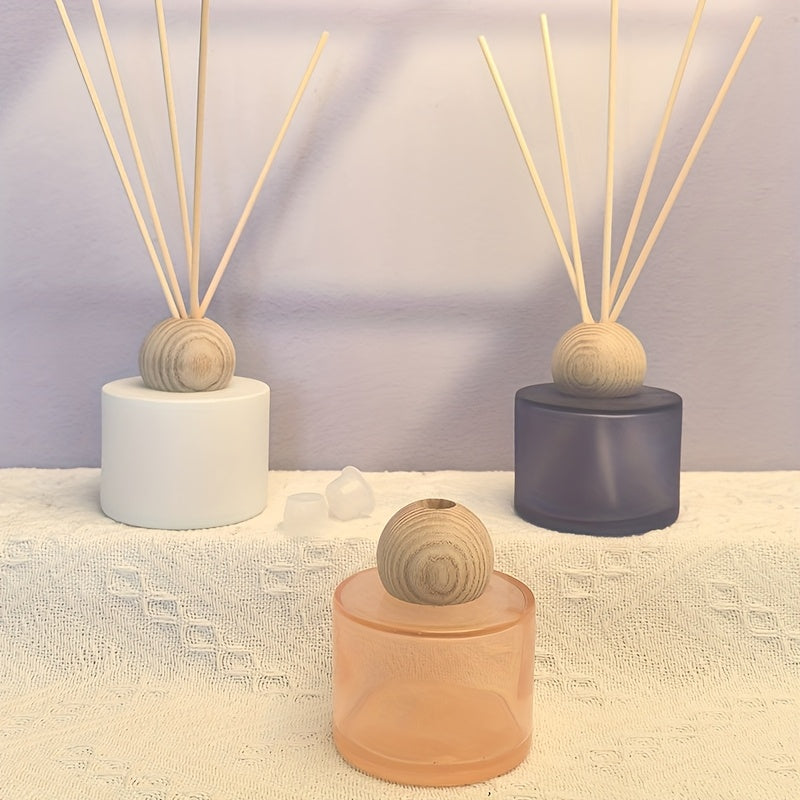 Rattan Reed Diffuser Refill Bottle with Wooden Lid, Glass Container for Essential Oils, Perfume, and Aromatherapy Decor