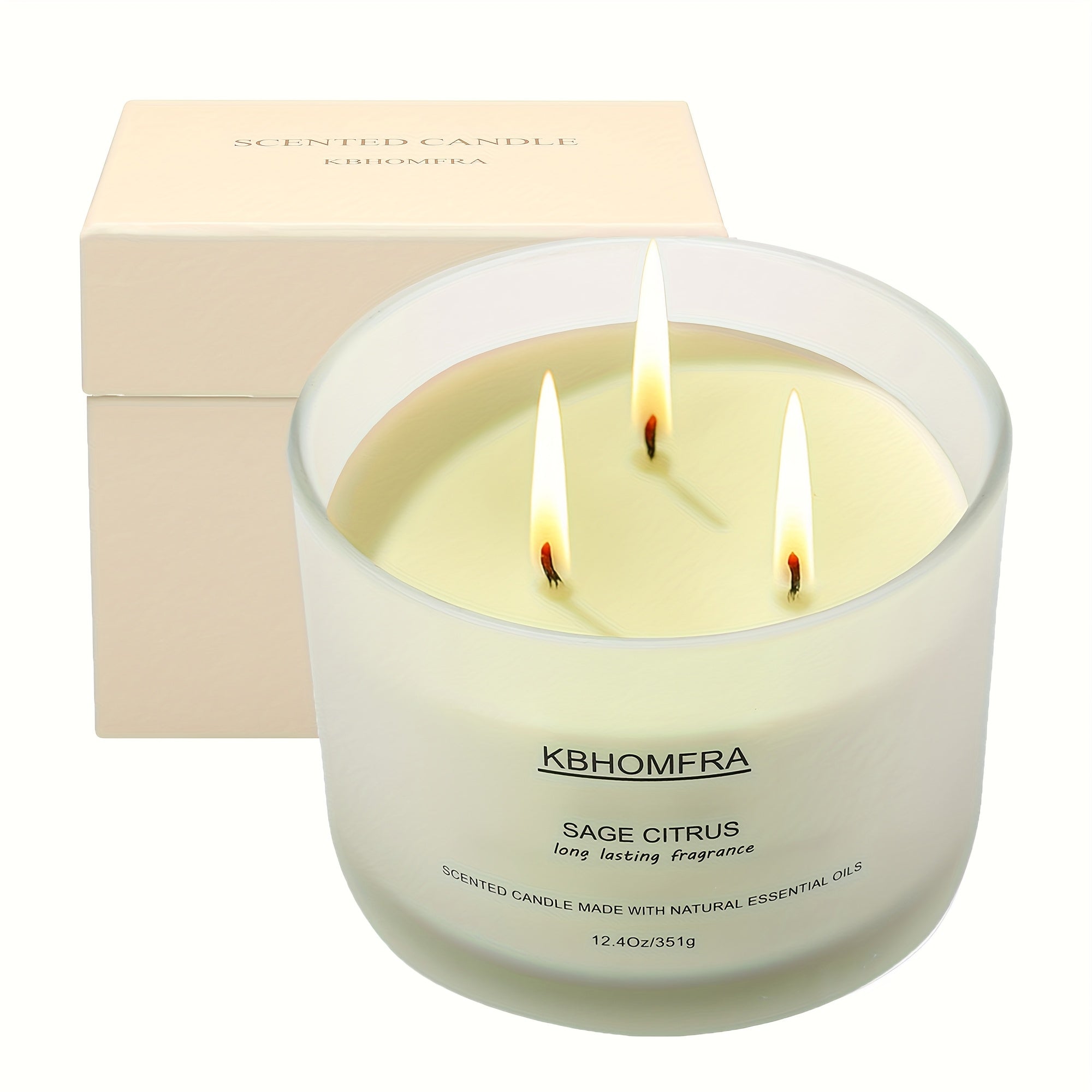 KBHOMFRA Aromatic Candle for Home with Jasmine And Lavender | 12.4Oz Large Luxury Gift Box Candle Made from Natural Soy Blend Wax, Lasting 70 Hours